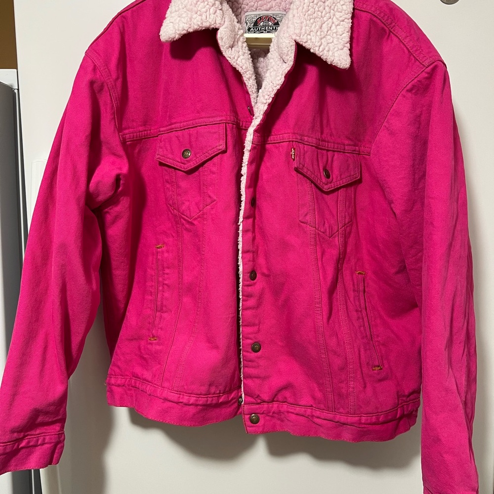 Levi's Hot Pink Denim Jacket with Sherpa Lining